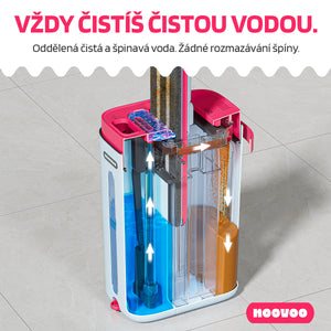 Dvoukomorový plochý mop - samočistící