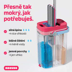 Dvoukomorový plochý mop - samočistící
