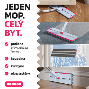 Dvoukomorový plochý mop - samočistící
