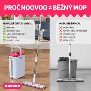 Dvoukomorový plochý mop - samočistící