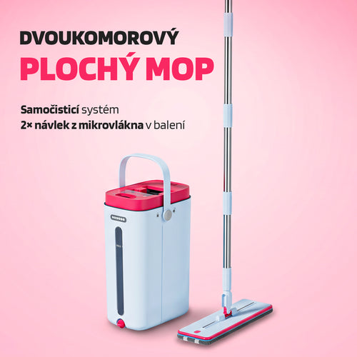 Dvoukomorový plochý mop - samočistící