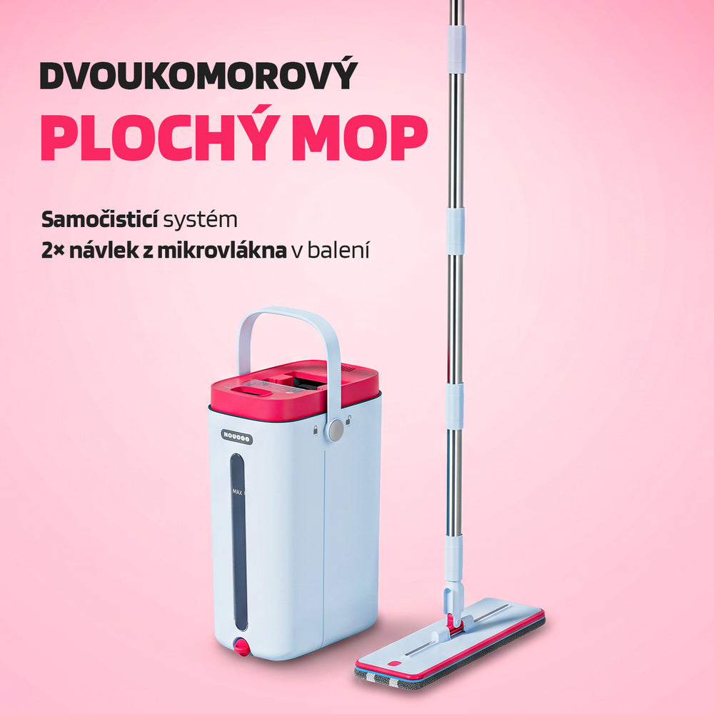 Dvoukomorový plochý mop - samočistící