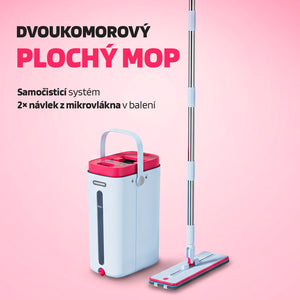 Dvoukomorový plochý mop - samočistící
