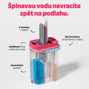 Dvoukomorový plochý mop - samočistící