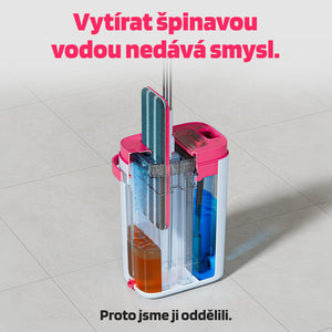 Dvoukomorový plochý mop - samočistící
