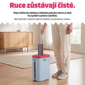 Dvoukomorový plochý mop - samočistící