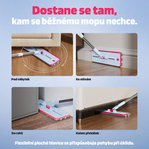 Dvoukomorový plochý mop - samočistící